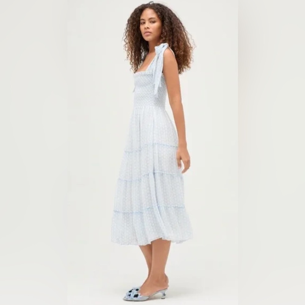 NWOT Hill House Ribbon Ellie Dress XS in Blue Baroque Shell